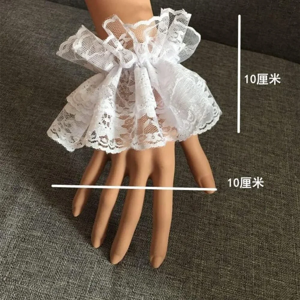 Women's Hand Sleeve Elastic Bracelet White Lace Gloves Halloween Wedding Party